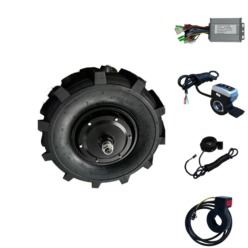 Good Clamping 14 Inch 400W/500W/800W DC Electric Brushless Hub Motor Kits 24V/36V/48V Wheel In Motor Controller For Power Barrow