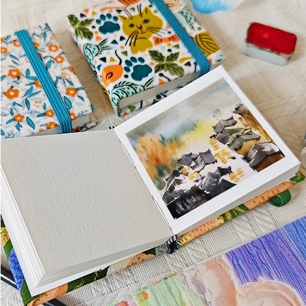 SeamiArt 6x6cm Mini Drawing Notebook Sketch Book Coloring Book For Watercolor Painting 300GSM Paper/20 Sheets Art Supplies 4