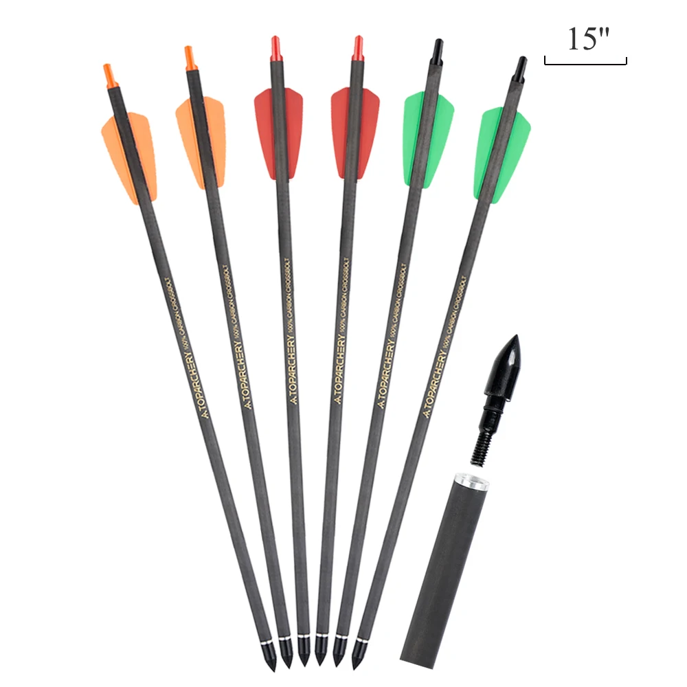 Premium Crossbow Bolts with Replaceable Arrow Tips - Pack of 12/24, 15-Inch, Spine 350, Ideal for Archery and Outdoor Hunting