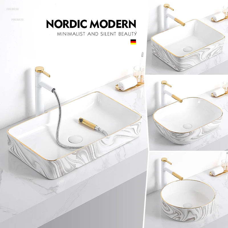 Nordic Countertop Basin Home Bathroom Sinks Balcony Washing Sink Hotel