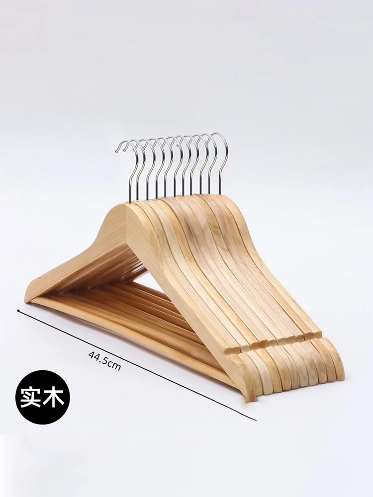 Solid Wood Hangers Non Slip Non Trace Clothes Holder With Clips