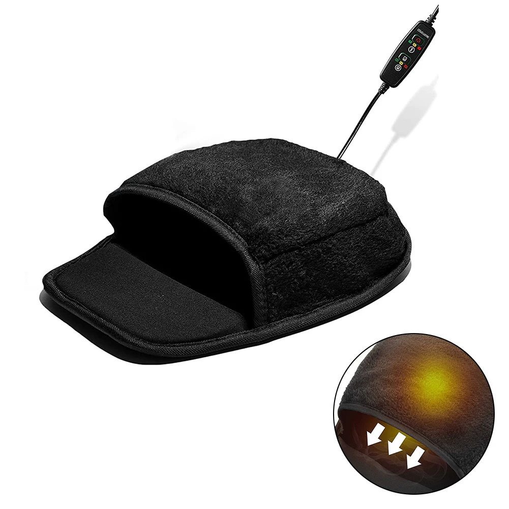 

USB Heated Mouse Pad Hand Warmer with Wrist Guard Black Plush Material Energy Saving and Low Cost Ideal for School and Work
