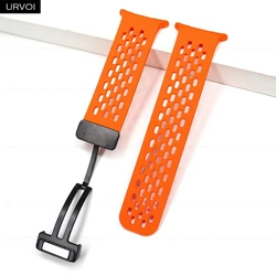 Breathable Silicone Strap with Magnetic Closure and Easy - Click Button - Ultra 47mm (Orange)