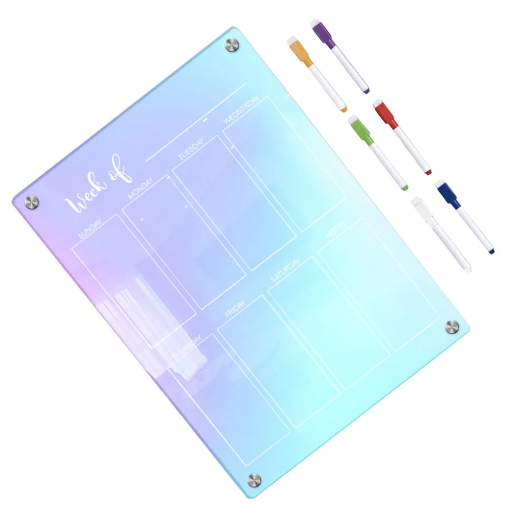 1세트 자석 냉장고 화이트보드 아크릴 드라이 이레이즈 보드 주간 플래너 일일 일정표 투명 냉장고 보드