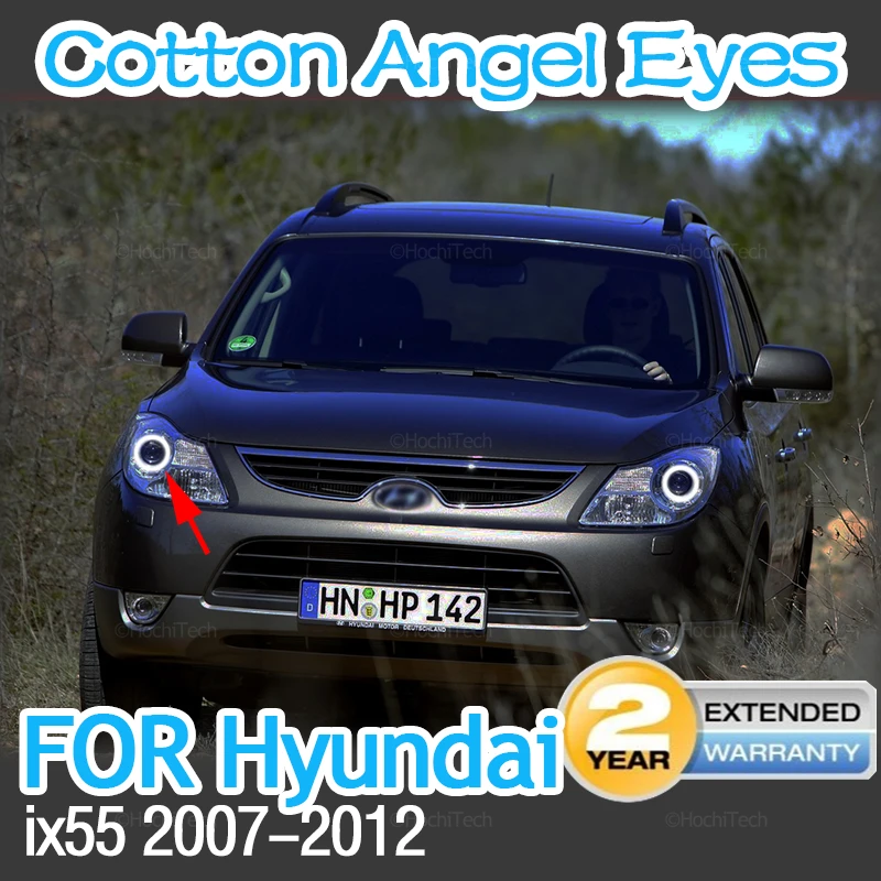 For Hyundai Veracruz Ix55 2007-2012 Car Accessories Led Angel Eyes Kit Cotton White Halo Ring Demon Eye