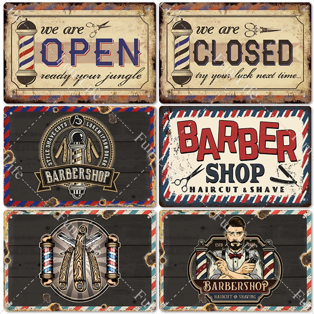 

2022 New Barbershop Retro Plate Poster Vintage Home Decor Retro Metal Tin Signs Pub Car Garage Wall Art Home Decor 20x30cm