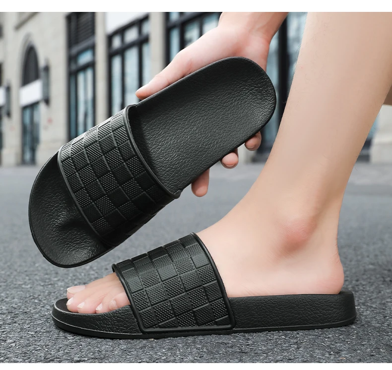 Herren-Slipper 2026 Sommer Outdoor Rutschfeste Geruchshemmende Freizeit-Strandpantoffeln Neu Karierte Slides Große Größen 48 – Detail 11