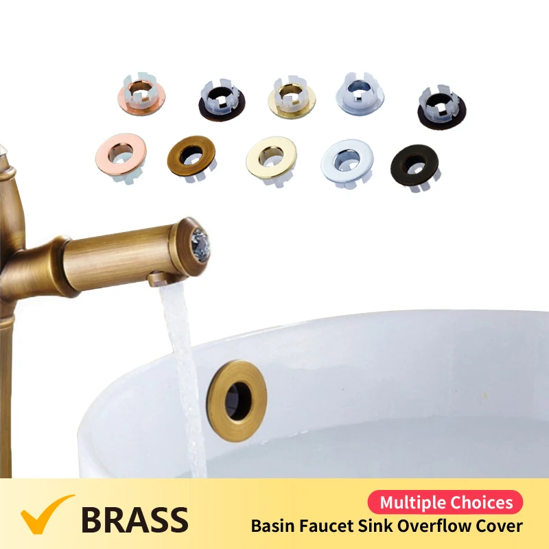 Bathroom Sink Overflow Cover Brass Bathroom Basin Faucet Sink Overflow Cover Black Silver Gold Vintage Bronze Six-foot Ring Insert Replacement