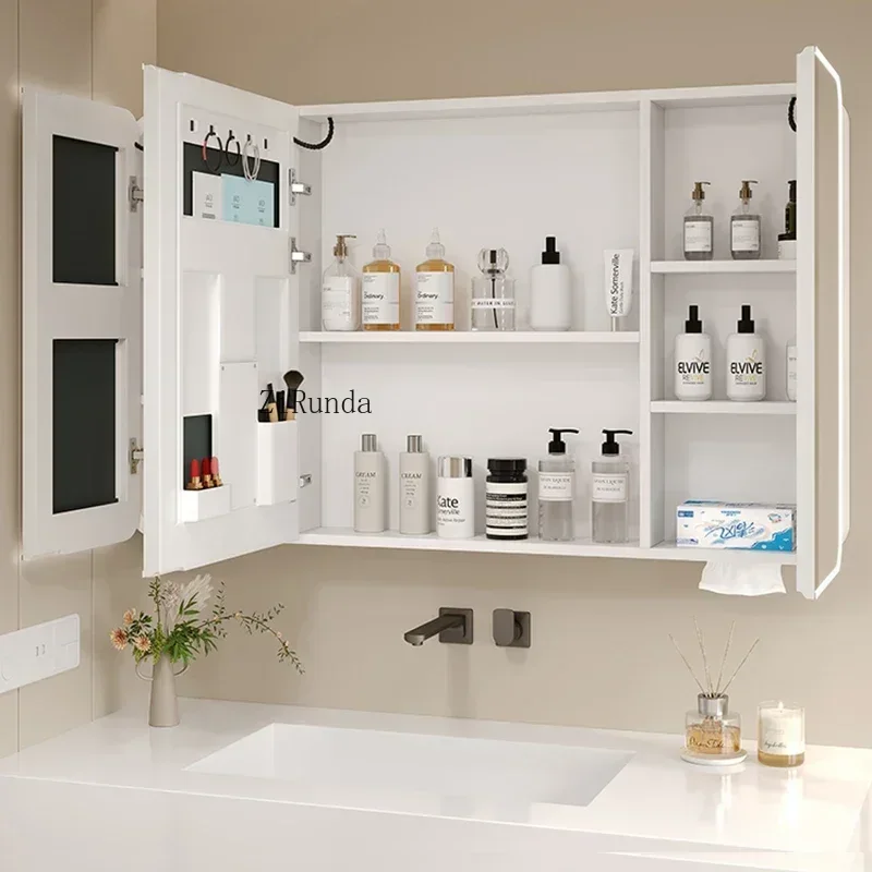 Modern Simplicity Smart Bathroom Mirror Cabinet Arc Aluminum Anti-fog Anti-rust Mirror Cabinet Home Furniture أثاث حمامات FYBC