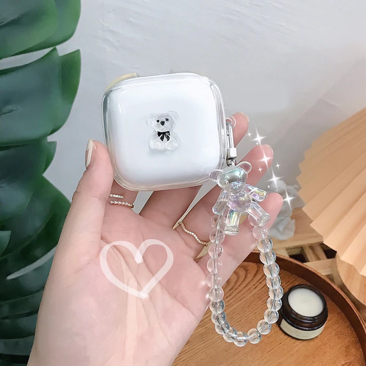 Per Samsung Galaxy Buds Live /Buds 2 Pro / Buds Pro Case Cute Bear Pendant Auricolari In Silicone Trasparente Cover Buds Plus 2020
