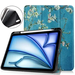 Premium Leather Soft Back Fold Stand Smart Cover with Pen Holder for iPad Air 13 2024 (XH)