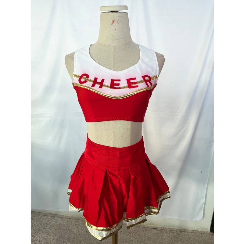 8136 Varsity Cheerleader Costume Cheer Leader Outfit Red Dyed Suit
