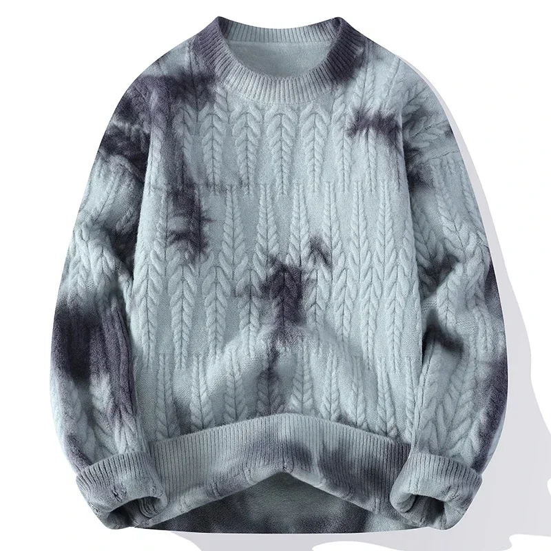 thumbnail image 1 of Suéter de lana de lujo de alta gama para otoño e invierno, ropa para hombre, suéteres navideños estampados a la moda para hombre, jersey suave y cálido con giro, novedad de 2024, 1 of 4