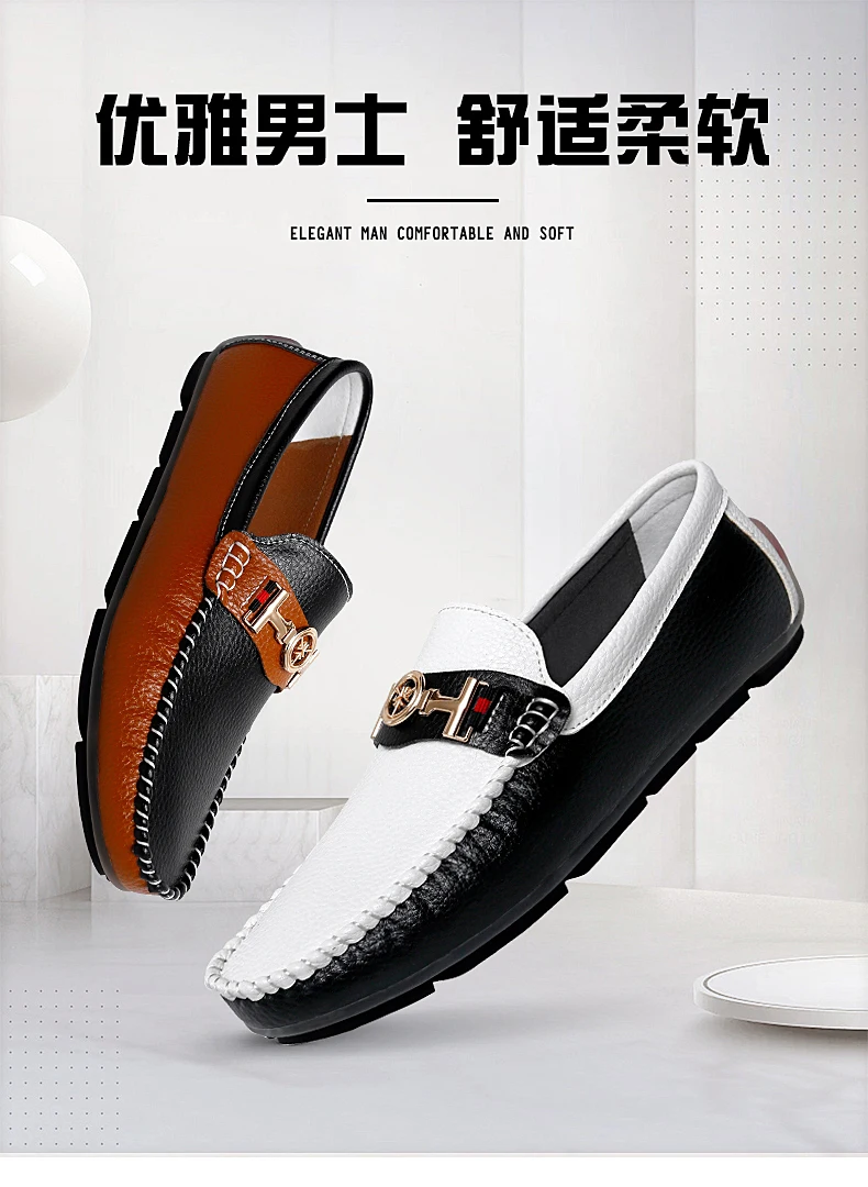 Leder Herren Freizeitschuhe Stilvolle weiche Herren Loafer Elegantes Mokassins Slip on Herren Bootsschuhe Neue Kleid Wohnungen Größe 39-47 – Detail 1