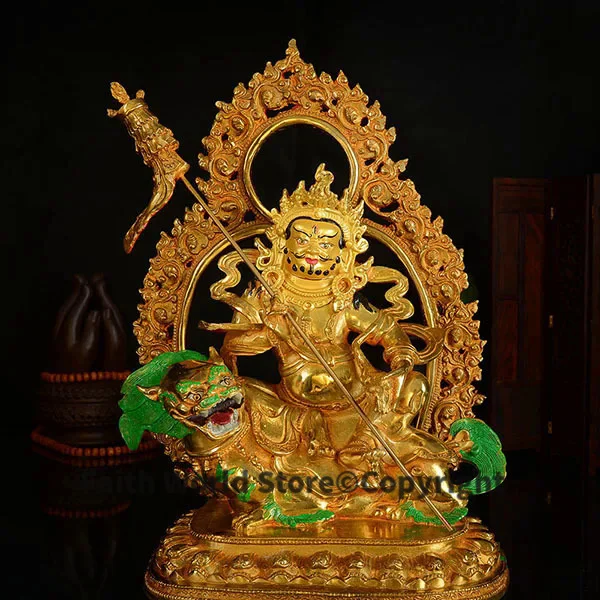 

GOOD # 35 CM Large # HOME House efficacious Talisman # Buddhism gilding brass the God of Wealth vaisravana Buddha statue