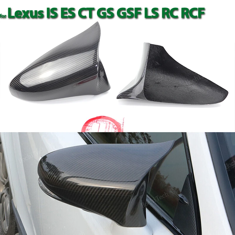 

Real Carbon Fiber Side Rearview Mirror cover Cap add-on for Lexus IS ES CT GS GSF LS RC RCF 2013-2019 F Sport Style