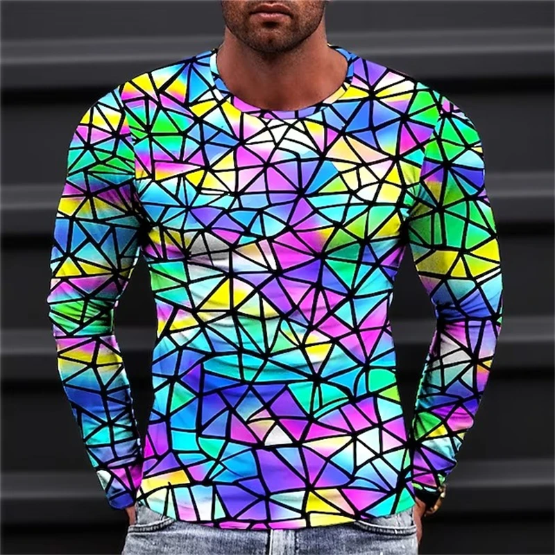 

Men's T Shirt Tee Graphic Geometric Crew Neck Clothing Apparel 3D Printed T-shirt Outdoor Daily Long Sleeve Fashion Designer Top