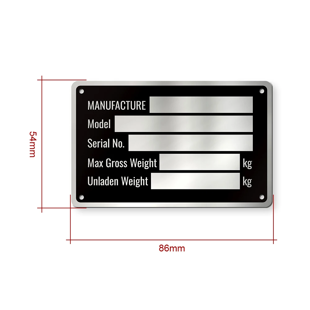 VEHICLE TRUCK BOAT Trailer "STAMPED" VIN & Weight Chassis Plate 86mm x 54mm Identification Number Vehicle Identification Plate