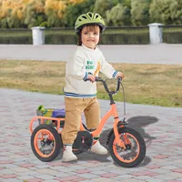 Tricycle à 3 roues de 12 pouces pour enfants, vélos pour garçons/filles, tricycle à une vitesse, vélo orange/vert clair, vélo à 3 roues, cadeau pour enfants 2
