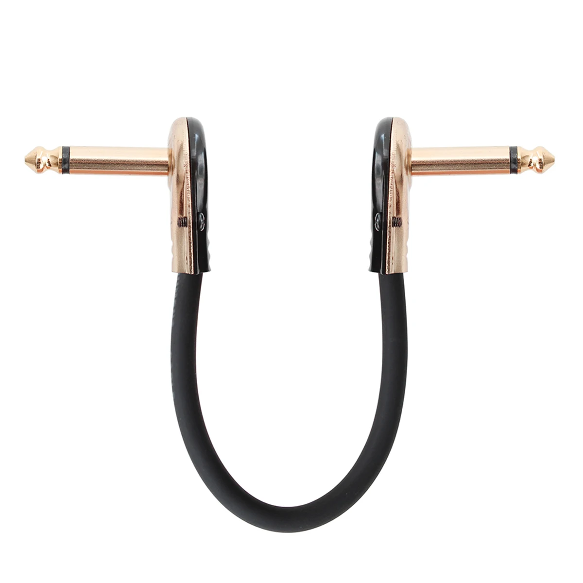 

22cm / 9inch Guitar Effect Pedal Instrument Patch Cable 1/4inch 6.3mm Gold Right Angle Plug Black PVC Jacket