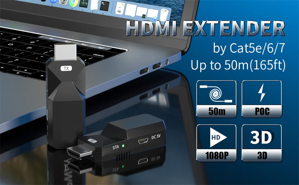 2024 50M HDMI Over IP Network Extender 1080P HDMI Transmitter by RJ45 CAT5e CAT6