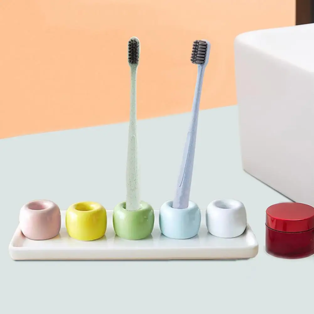 Toothbrush Holder 3*4cm Toothbrush Holder Mini Ceramic Toothbrush Stand Hollow Design Pen Holder Rack Shower Bath Shelf Home Bathroom Accessories