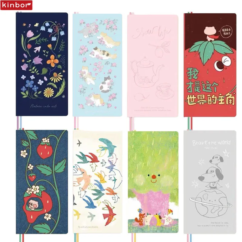 Agenda settimanale originale Kinbor senza data, diario illustrato con copertina rigida e due pagine per la settimana, taccuino portatile sottile con lista delle cose da fare - immagine 2