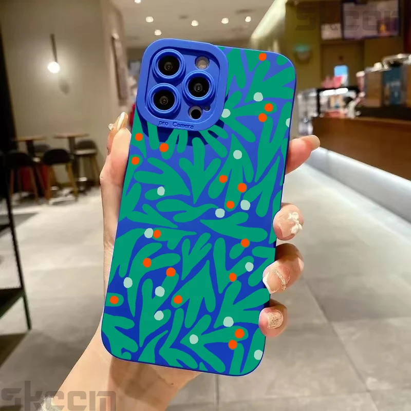 Green Floral Geometric Patchwork Phone Case Cover