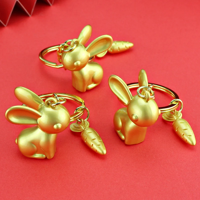 

2023 New Year Zodiac Rabbit Key Pendant Keyring Cartoon Get Rich Rabbit Year Key Chain New Year Gift