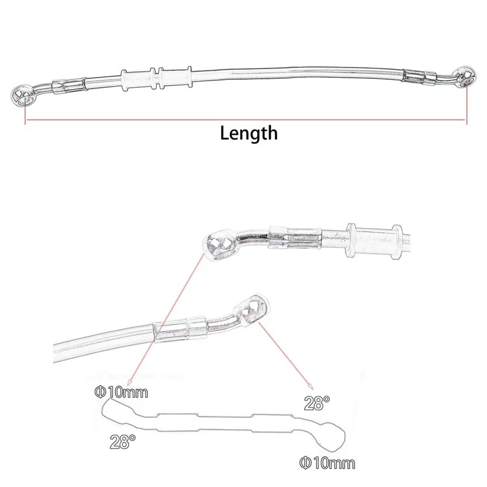 28 degre Hydraulic Brake Hose DOT oil Pipe Line Braided Cable 10mm Banjo Kawasaki Yamaha Honda ATV 400 To 2200mm