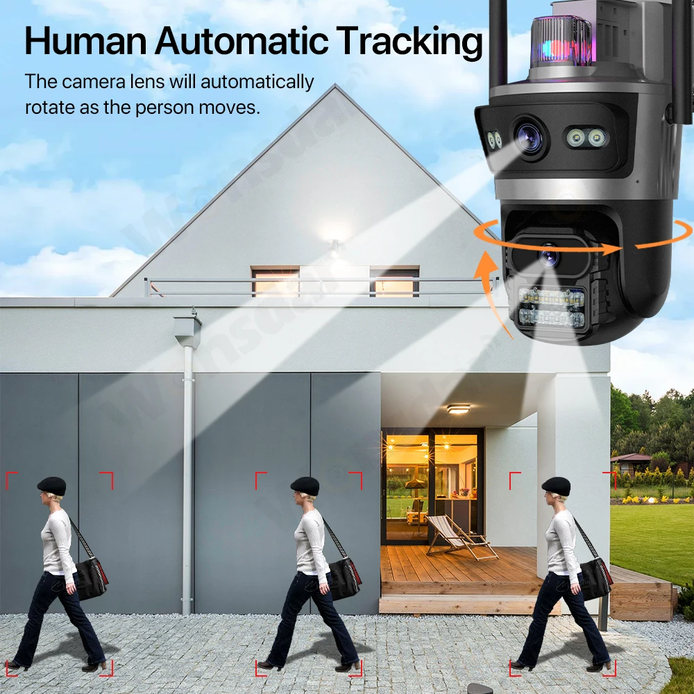 Caméra Solaire 4G à Trois écrans, Enregistrement 24 Heures Sur 24, Batterie Intégrée, Zoom 10X Extérieur, Caméra AOV, Suivi Automatique, Sécurité, Application ICSee