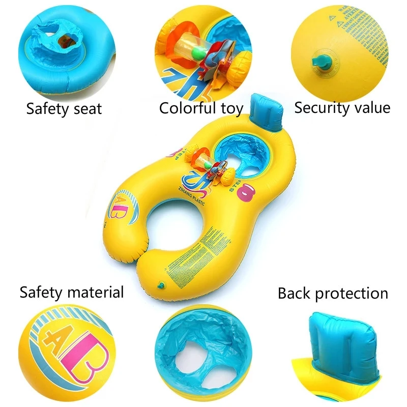 Portable Mother Children Swim Circle Inflatable Safety Swimming Ring Children Water Play Games Seat Float Kids Swim Trainer Toy 5