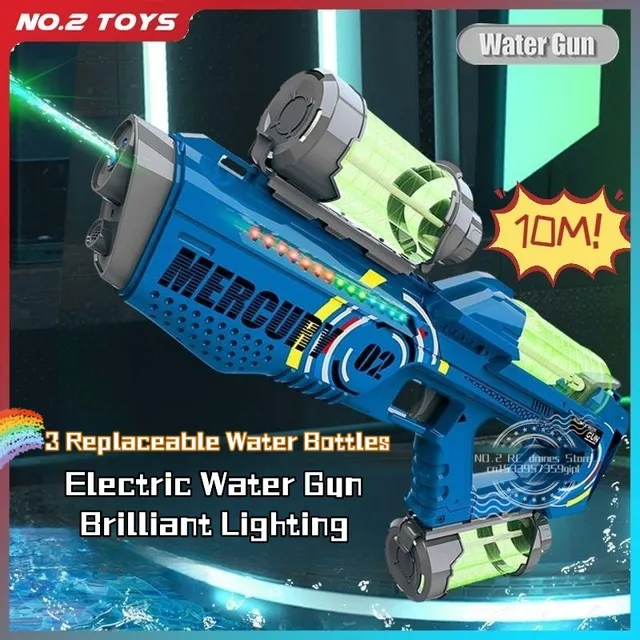 Summer Fully Automatic Electric Water Gun with Light Rechargeable Continuous Firing Party Game Kids Space Splashing Toy Boy Gift 1