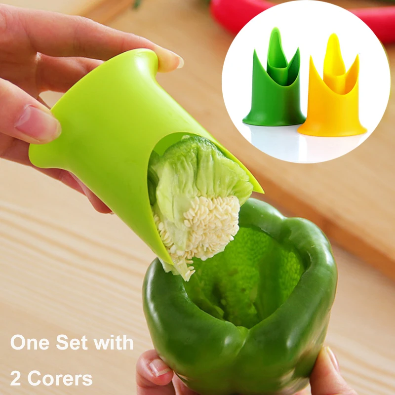 2in1PepperChiliCoreRemoverBellJalapenoCorerSeedDiggerGreen