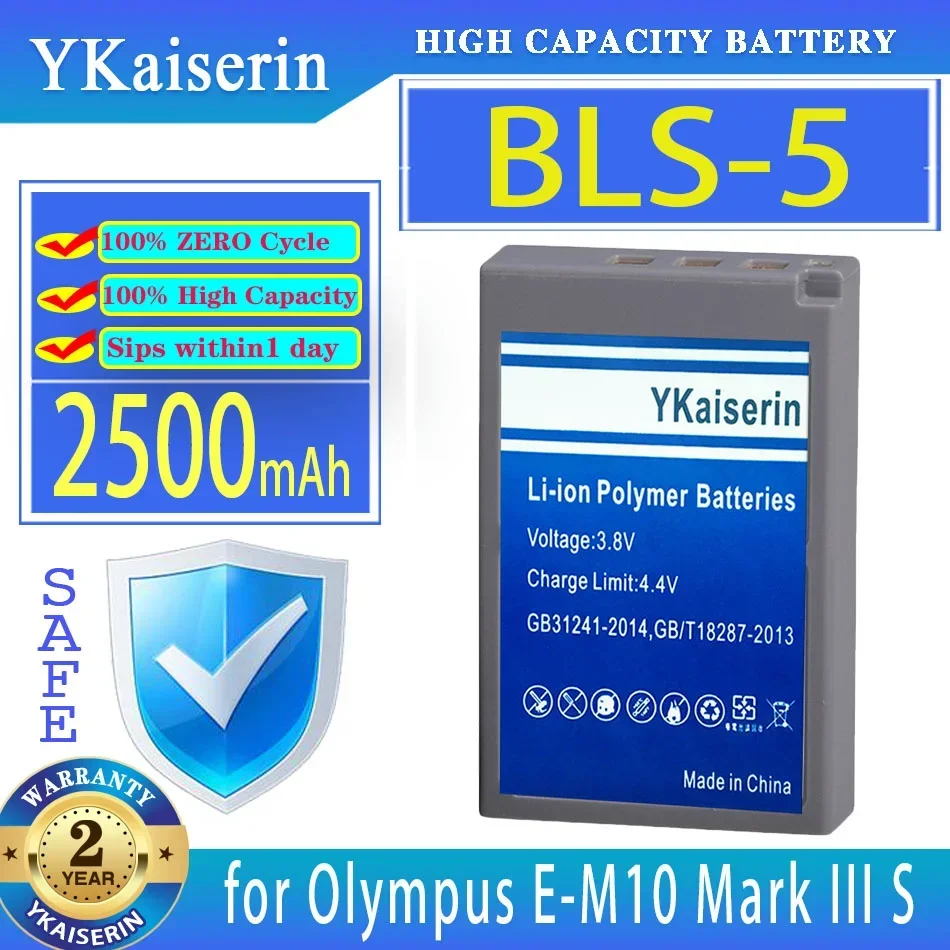 Ykaiserin 2500Mah Batteria Di Ricambio Bls-5 Bls5 Per Olympus E-M10 Mark Iii Iv Ii Pen S Om-D Em10 E-M5 Batterie Digitali