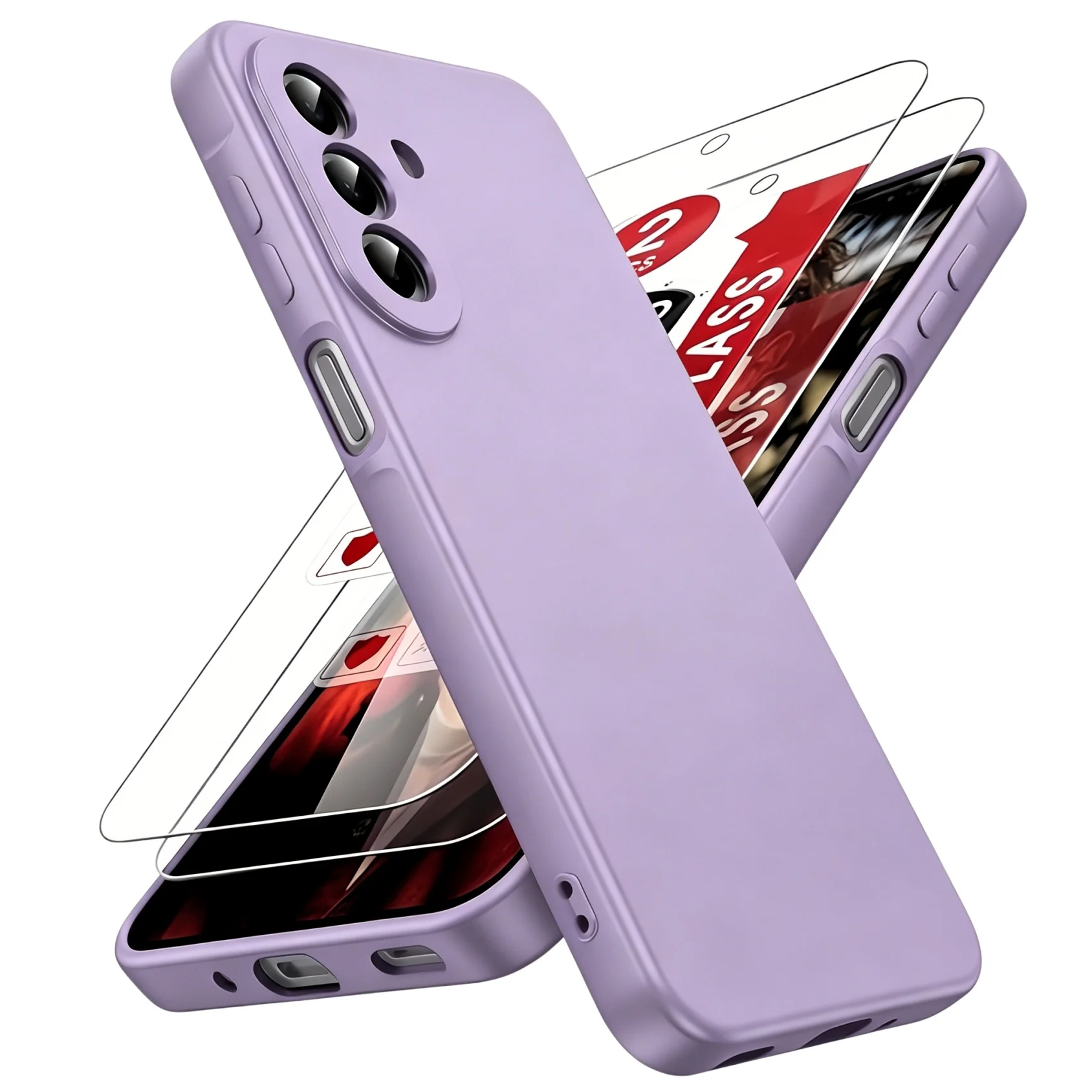 Soft Liquid Silicone Shockproof Anti-Scratch Case with Screen Protector - Pure Color Design