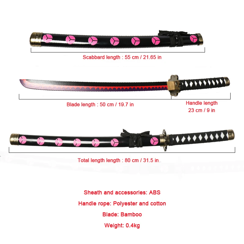 80cm/31.5in  Anime Cosplay Katana Roronoa Zoro Katana Enma Purple Enma White Role-playing Props 1:1 Origin Pattern 5