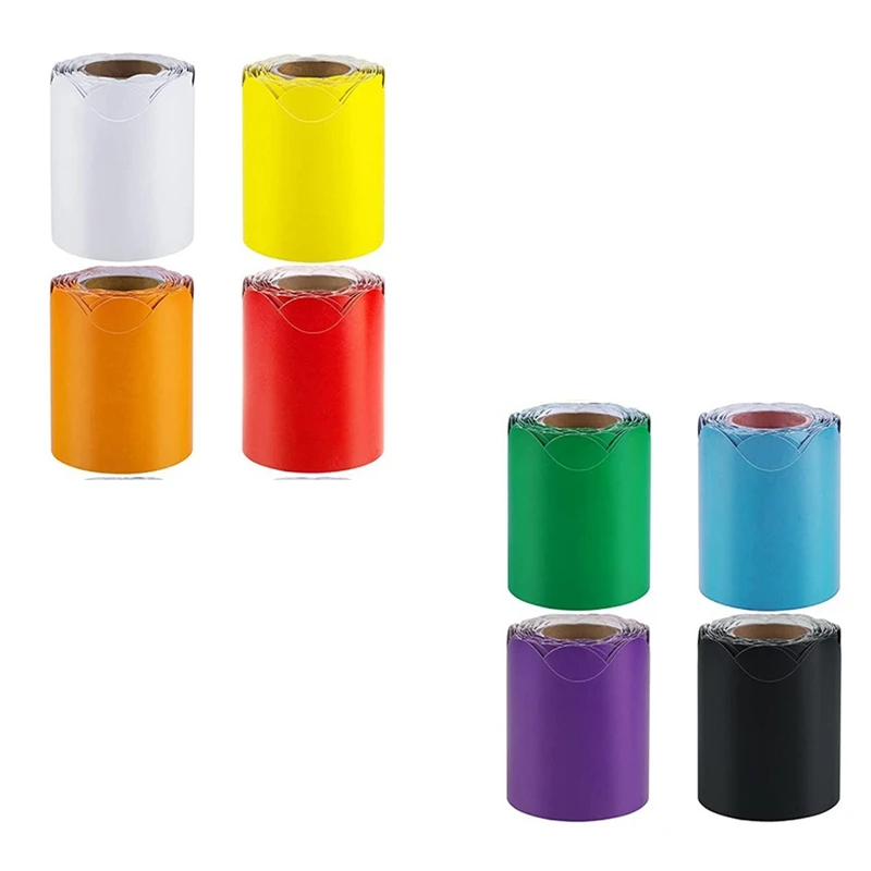 

8 Rolls Scalloped Bulletin Board Borders Bulletin Boarder Trim Decoration Borders For Classroom Decoration, 8 Colors