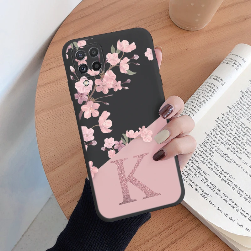 Elegant Letter Flower Shockproof Phone Case - Black Silicone Bumper with Soft TPU Back Cover