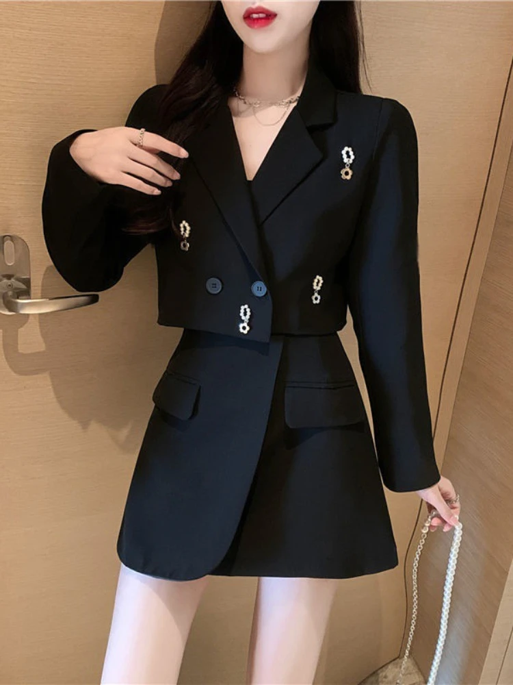 Women's 2022 Summer New Temperament Suit Jacket High Waist Slim Skirt Two-piece Blazer and Set Woman Skirts |