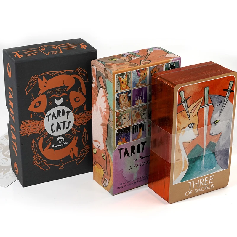 Tarocchi Gatti A 78 Carte Cat Fan Tarocchi Angelo Numero Messaggi Oracle Card Deck Affermazione Oracle Deck Gold Gilded Edging Cover Box