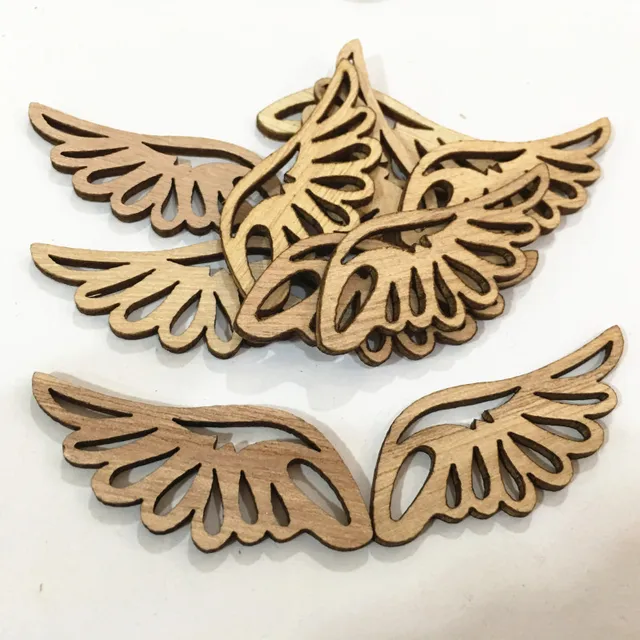 80pcs Angel Wings Wooden Patches Adorable No Hole Wood Chips