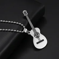Exquisite Guitar Necklace Men's Stainless Steel Rock Electric Guitar Bass Pendant Necklace Hip Hop Music Style Personality Gift - Image 5