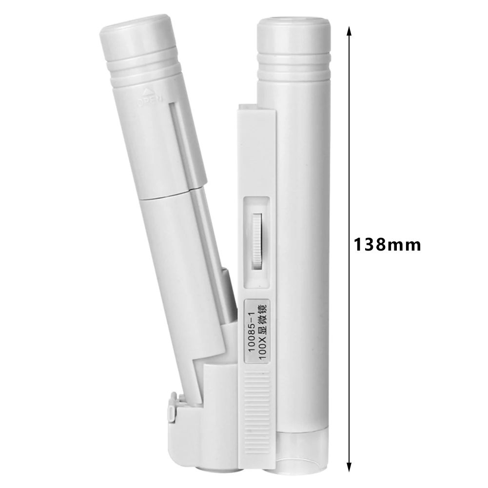 휴대용 LED 램프 조명 보석 루페 돋보기 휴대용 100X 포켓 현미경
