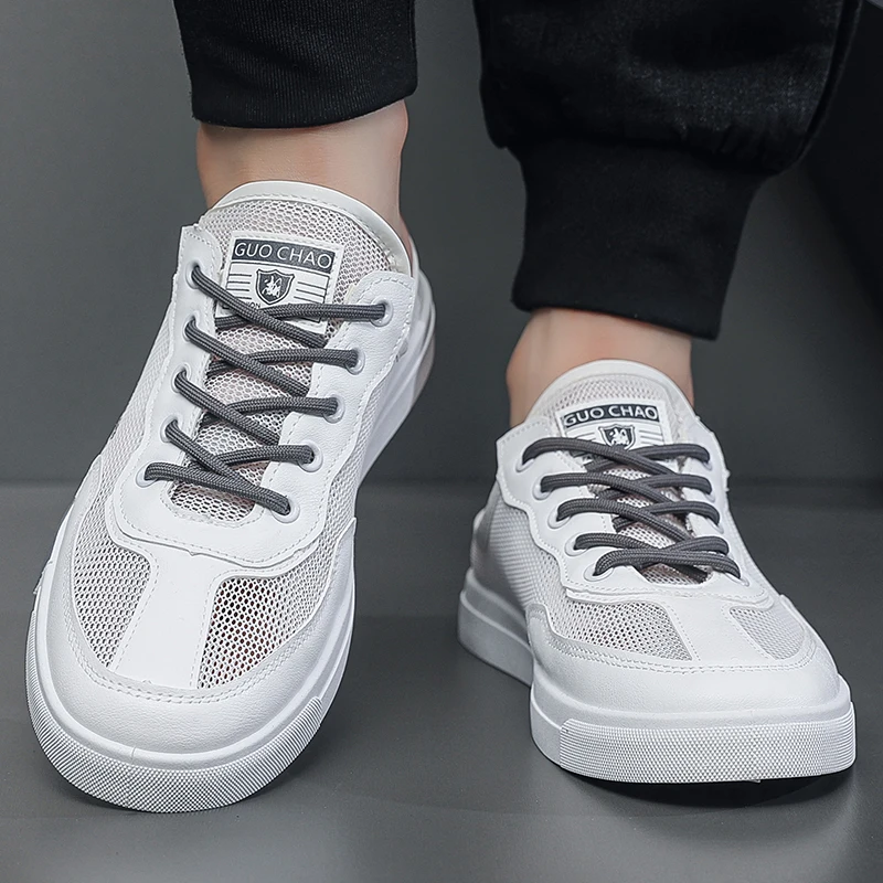 Breathable Half Slippers Men Casual Shoes Lightweight Slip-on Shoes Men Flat Shoes Man Sneakers Comfortable Lazy Driving Loafers 5