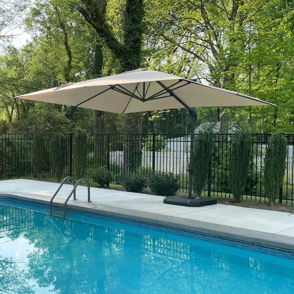 Patio Umbrella Outdoor Cantilever Rectangle Umbrella Aluminum Offset with 360-degree Rotation for Garden Deck PoolPatio