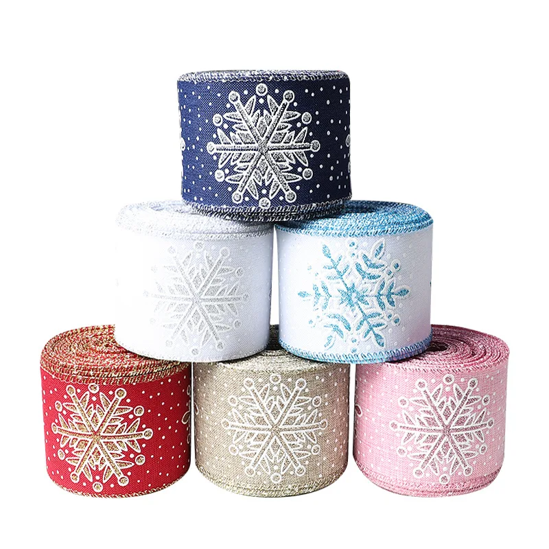 Snowflake Ribbon, US Designer Ribbon, Winter Ribbon, White Snowflakes,  Light Blue Ribbon, Christmas Ribbon, Lanyard Ribbon, Hair Bow Ribbon,  Wholesale