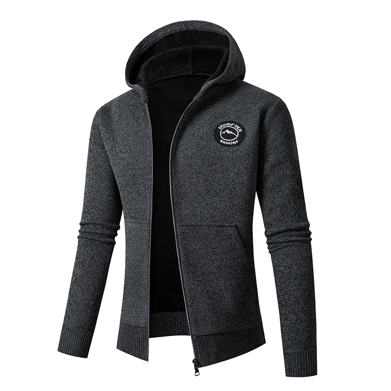 thumbnail image 1 of Suéter de punto de otoño e invierno, cárdigan con capucha, suéter para hombre, 1 of 4