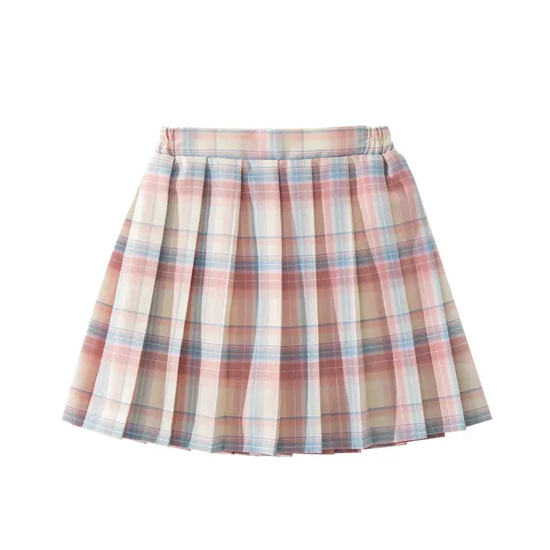 Children Skirts Girls School Uniform Pleated Skirts High Waist A-Line Plaid Skirt Sexy JK Uniforms College Style Student Casual Short Skirts