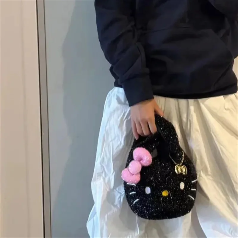 

Женская модель для девочек, милые Мультяшные блестящие сумки Hello Kitty, аниме сумки для девочек Y2K, подарки, Новинка